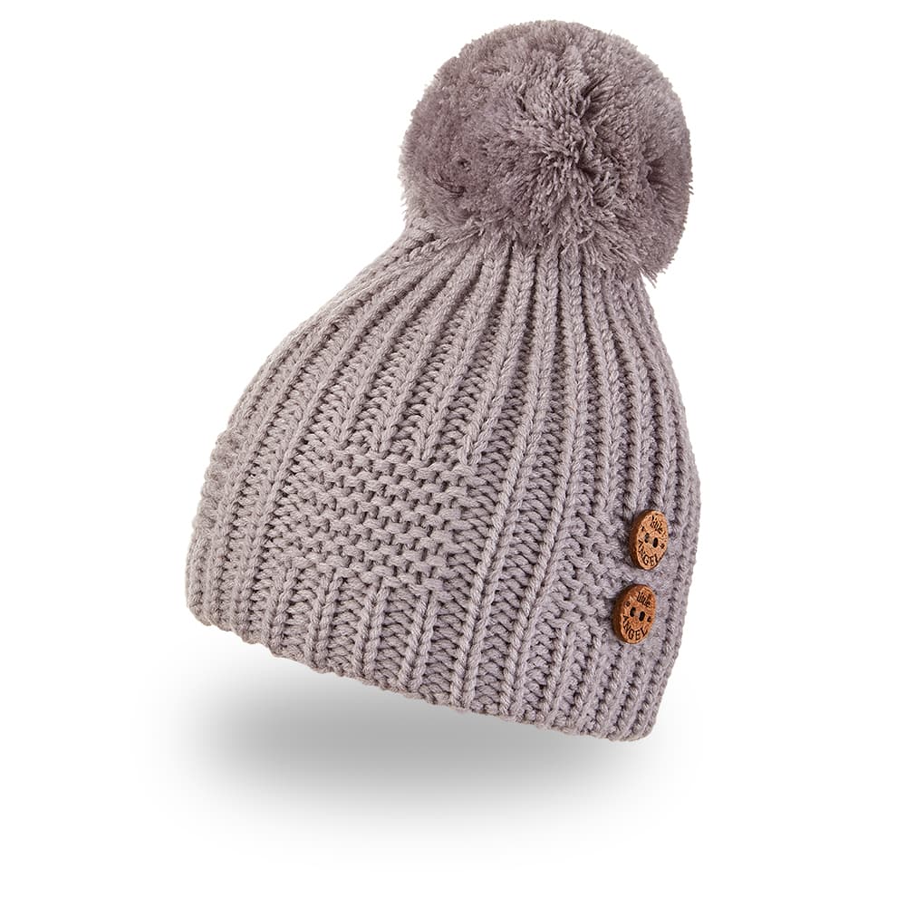 Gorro de punto con pompón, botones Outlast ® - gris claro 3 | 42-44 cm