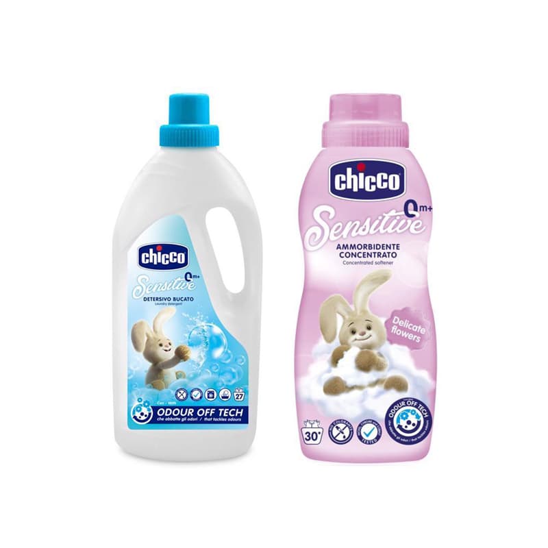 CHICCO Detergente para ropa de bebé Sensitive 1,5 l + Suavizante concentrado Abrazo Floral 750 ml