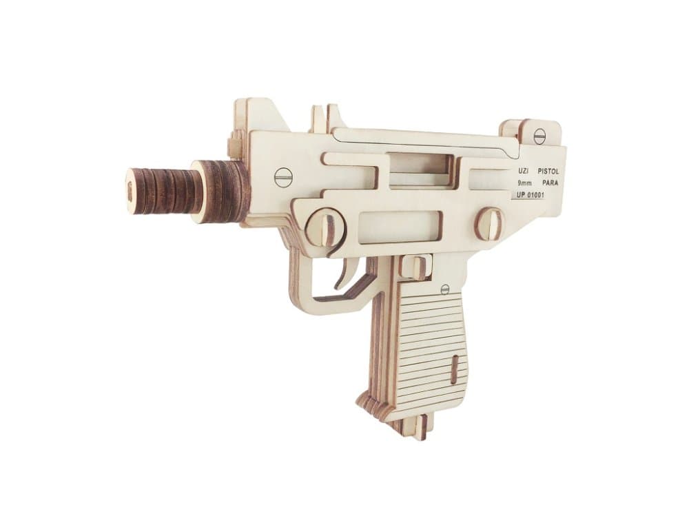 Woodcraft Puzzle 3D de Madera Pistola UZI