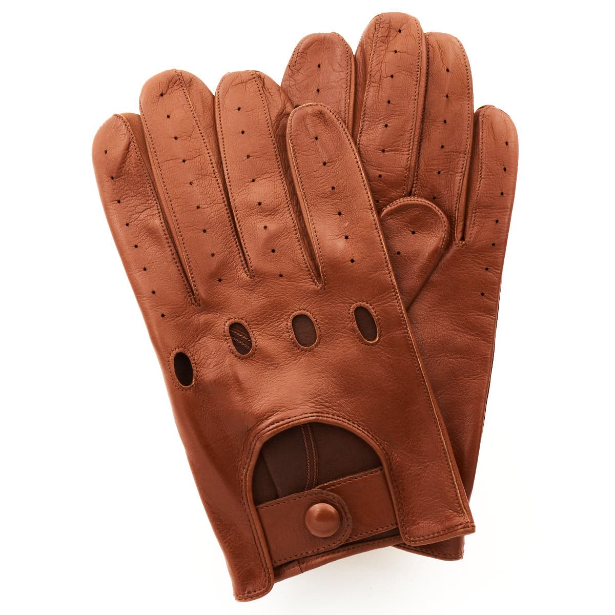 Leather driving gloves, cognac 8
