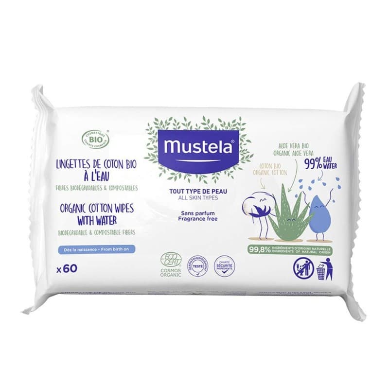 Mustela Toallitas Al Agua De Algodón 60 Toallitas