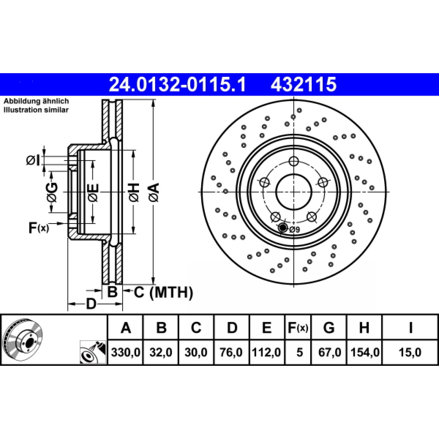 Disco de freno ATE 24.0132-0115.1