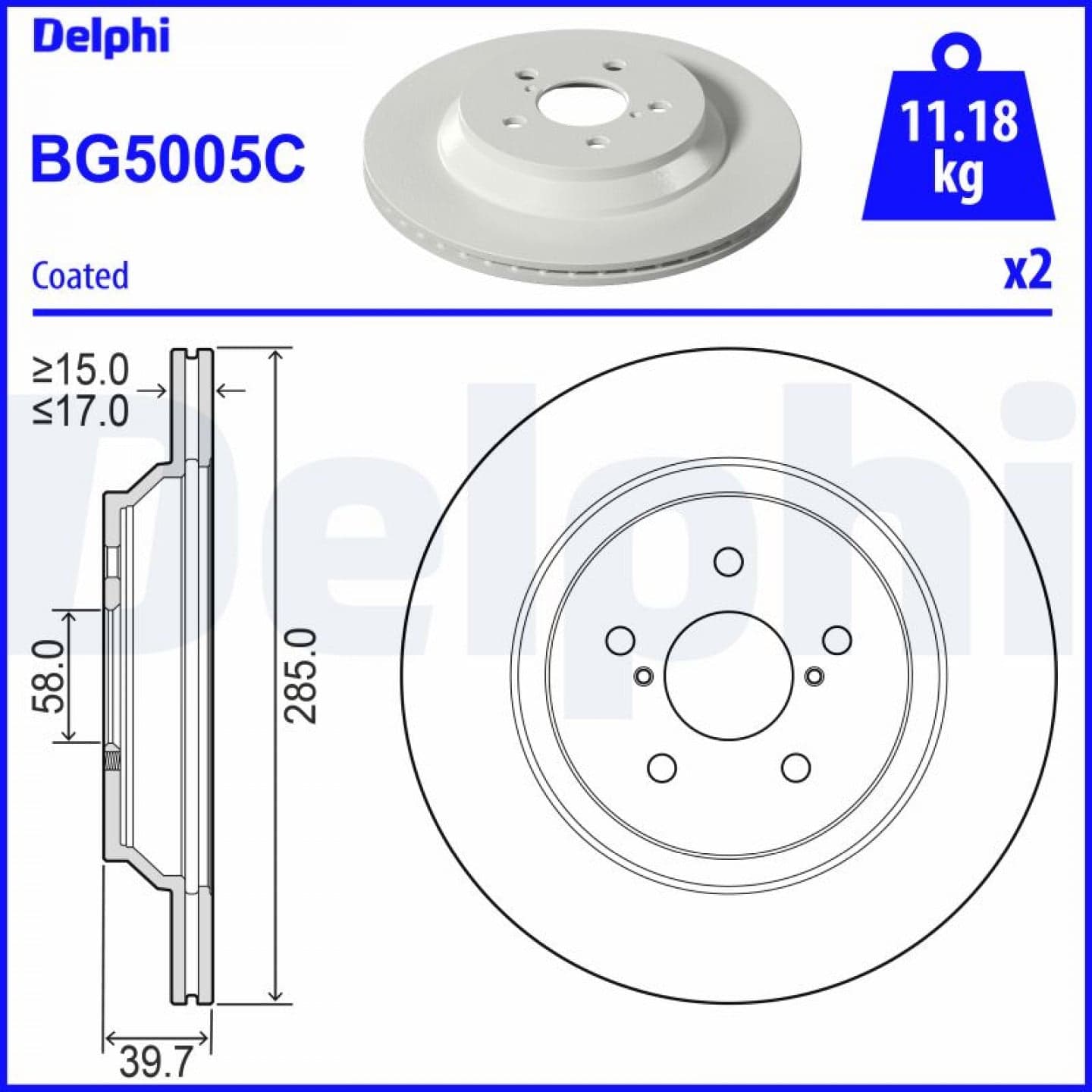 Disco de freno DELPHI BG5005C