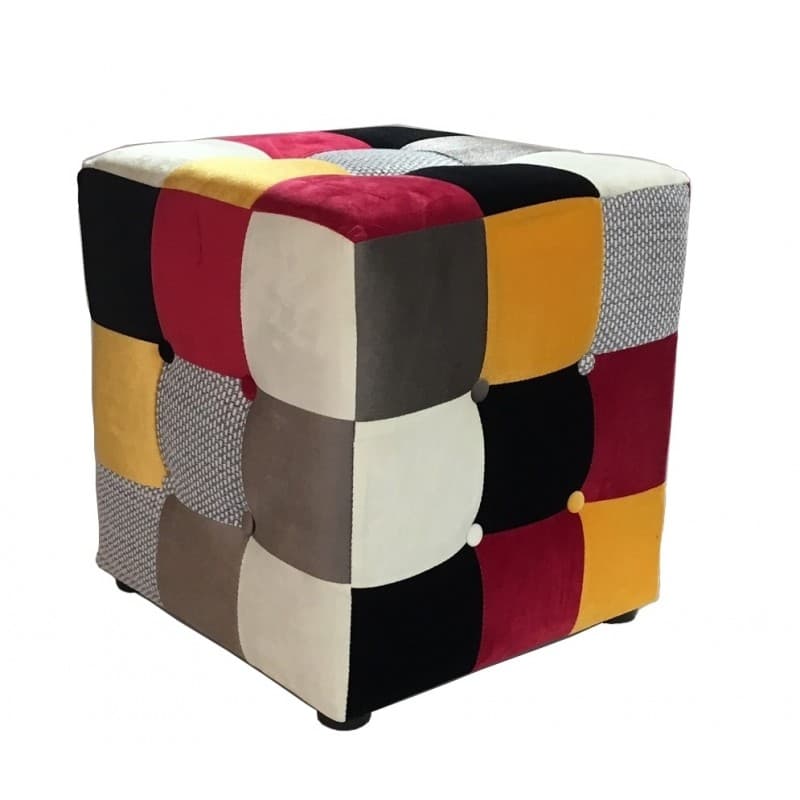 Puff Arlequín tejido patchwork