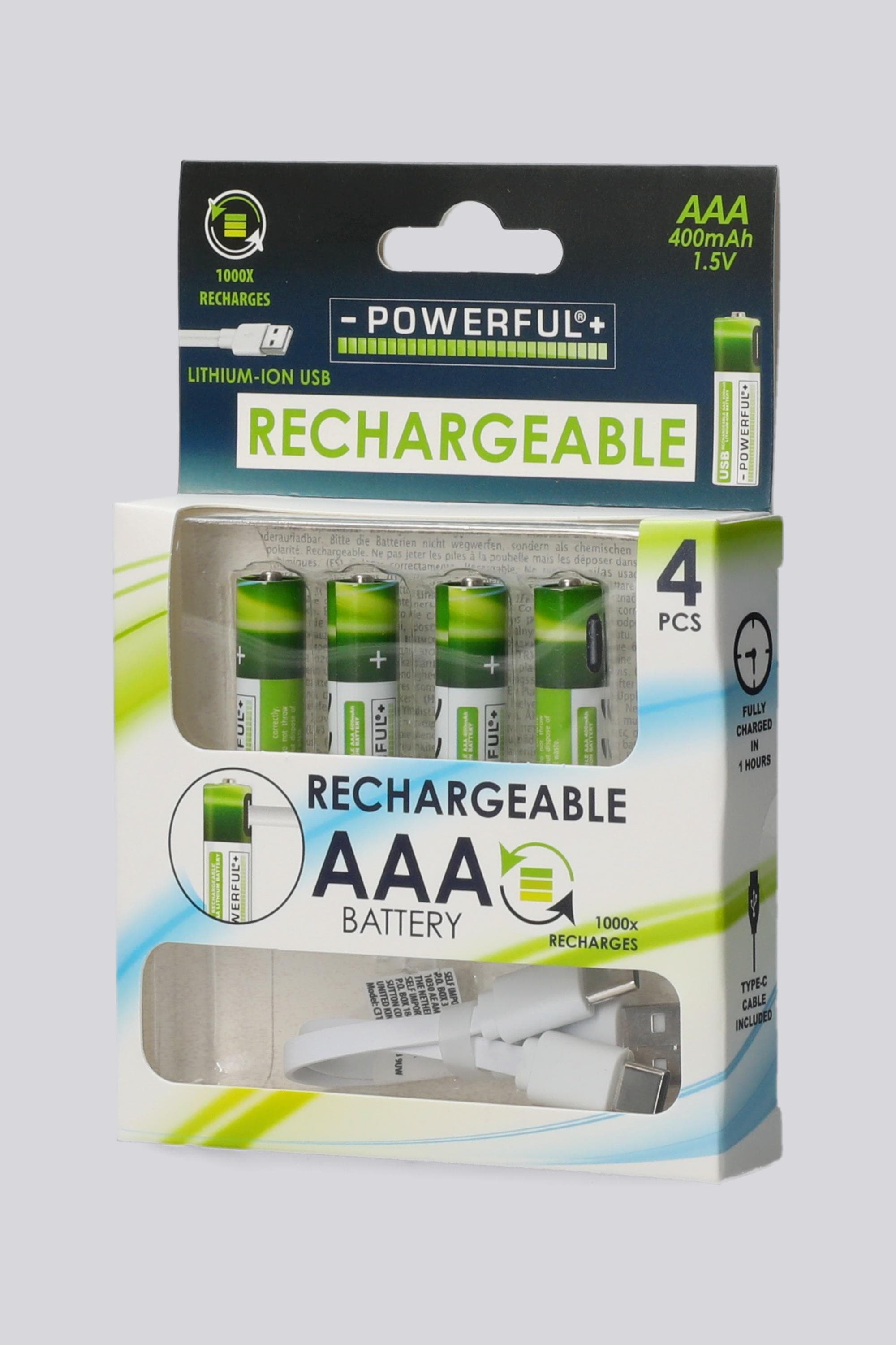 Pilas Recargables USB Koopman - - 4 Alcalinas AAA talla T.U.