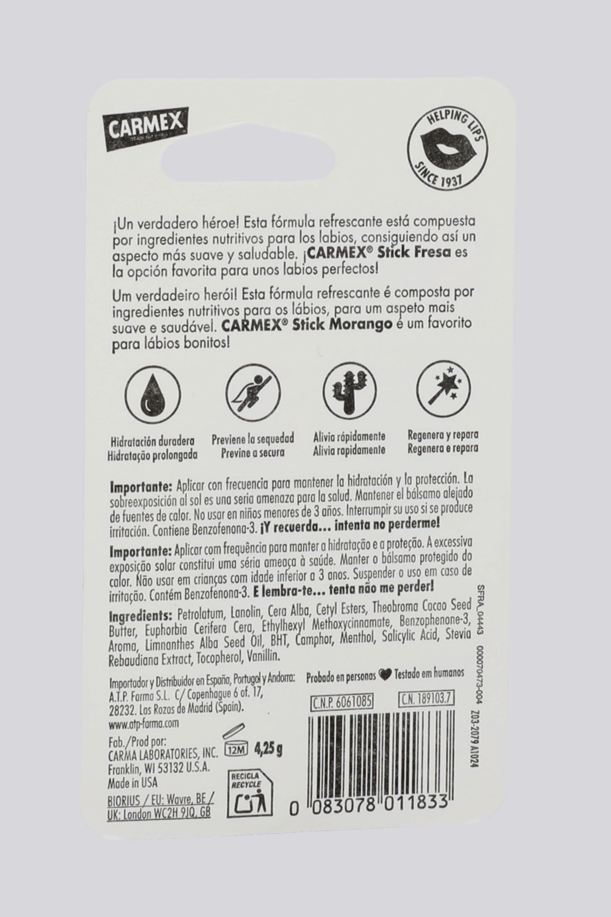 Bálsamo Carmex - Fresa - Protector Labial SPF15 talla T.U. view 2