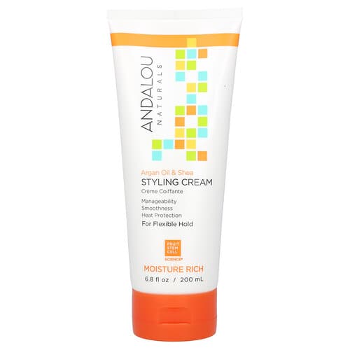 Andalou Naturals, Crema para peinado, aceite de argán y karité, humectante, 6.8 fl oz (200 ml)