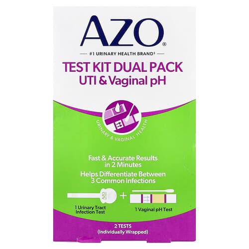 AZO, Kit para la prueba de pH vaginal y para las infecciones de las vías urinarias, Kit de 2 piezas