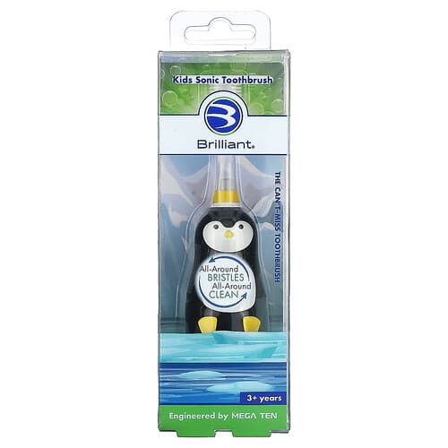 Baby Buddy, Brilliant, Cepillo de dientes sónico para niños, Más de 3 años, Pingüino`` 1 cepillo de dientes sónico