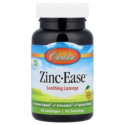 Carlson, Zinc-Ease™, Pastilla calmante, Sabor natural a limón, 42 pastillas