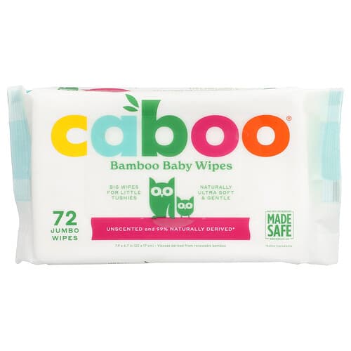 Caboo, Toallitas de bambú para bebés, Sin fragancia`` 72 toallitas gigantes