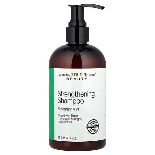 California Gold Nutrition, Beauty, Champú fortalecedor, Biotina, Romero y menta, 355 ml (12 oz. líq.)