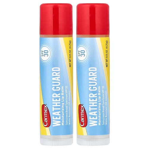 Carmex, Weather Guard, Bálsamo labial humectante, FPS 30, Paquete de 2 piezas, 4,25 g (0,15 oz) cada una