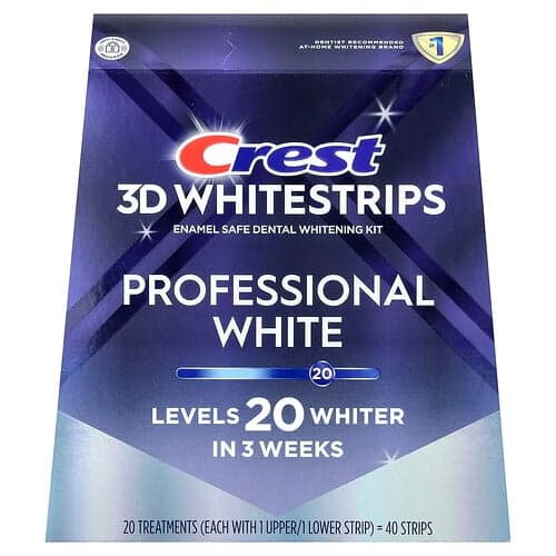 Crest, 3D Whitestrips, Kit de blanqueamiento dental seguro para el esmalte, 40 tiras
