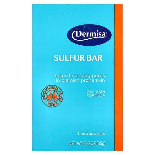 Dermisa, Barra de jabón de azufre, Para piel grasa, 85 g (3 oz)