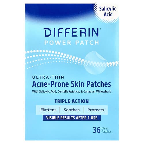 Differin, Power Patch, Parches ultradelgados para piel propensa al acné, 36 parches transparentes