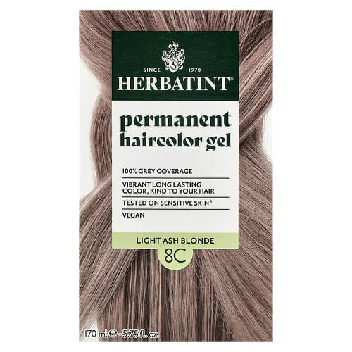 Herbatint, Gel de Tinte para el Cabello Permanente, 8C, Rubio Claro Ceniza, 4.56 fl oz (135 ml)