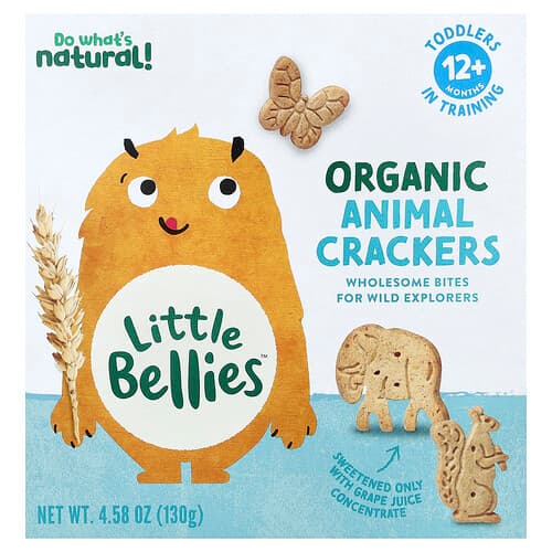 Little Bellies, Galletas orgánicas con formas de animales, 12 meses en adelante, 130 g (4,58 oz)