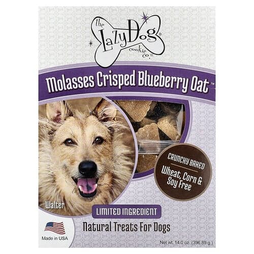 Lazy Dog Cookie, Golosinas naturales para perros, Melasses Crisped Blueberry Oat™, 396,89 g (14 oz)