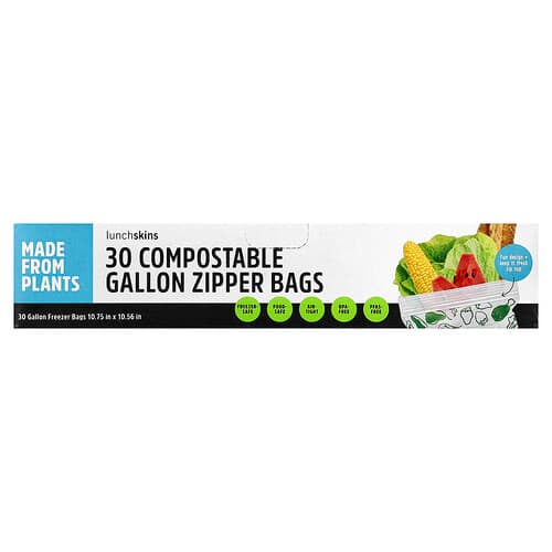 Lunchskins, Bolsas compostables con cierre hermético, 30 bolsas