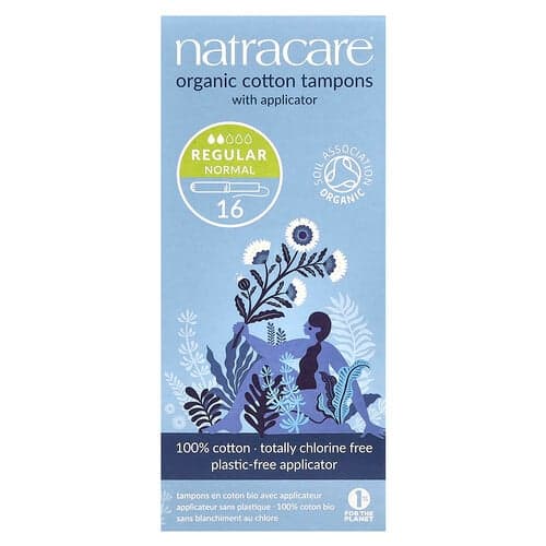 Natracare, Tampones de algodón orgánico con aplicador, Regular, 16 tampones