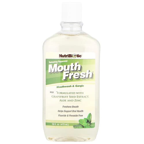NutriBiotic, Mouth Fresh®, Enjuague bucal y para hacer gárgaras, Menta refrescante, 473 ml (16 oz. líq.)