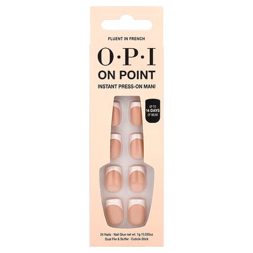 OPI, On Point, Manicura de presión instantánea instantánea, Longitud corta, Con fluidez en francés, Kit de 27 piezas