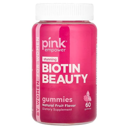 Pink, Gomitas de belleza con biotina, Fruta natural, 60 gomitas