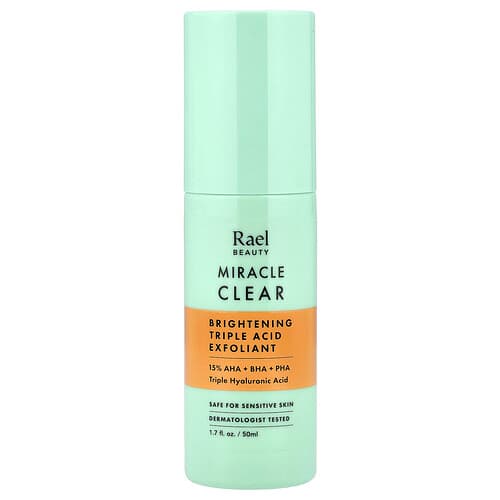 Rael, Miracle Clear, Exfoliante iluminador con triple ácido, Sin fragancia, 50 ml (1,7 oz. líq.)