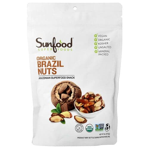 Sunfood, Nueces de Brasil orgánicas, 227 g (8 oz)
