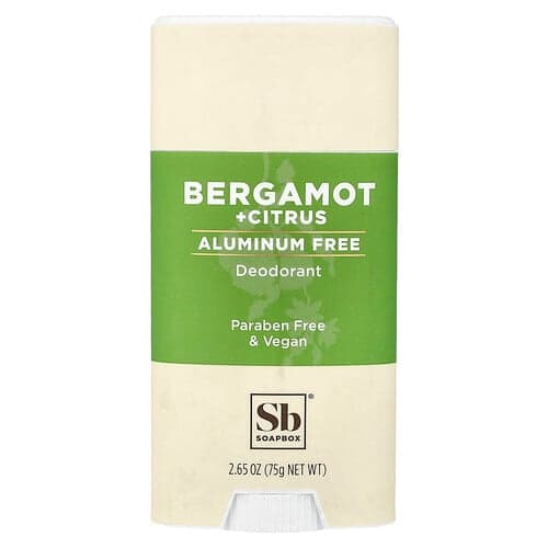 Soapbox, Desodorante sin aluminio, Bergamota y cítricos, 75 g (2,65 oz)