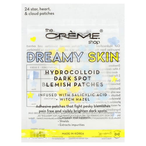 The Creme Shop, Dreamy Skin, Parches hidrocoloides contra las manchas oscuras, Estrella, corazón y nubes, 24 parches