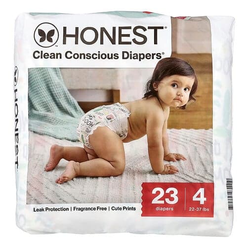 The Honest Company, Clean Conscious Diapers™, Tamaño 4, 22-37 lb, Barnyard Babies, 23 pañales