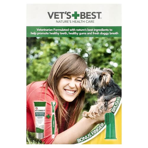 Vet's Best, Kit de cuidado dental con cepillo de dedo, Para perros, Set de 3 piezas
