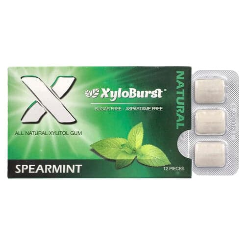 Xyloburst, Goma de xilitol, Menta verde, 12 piezas
