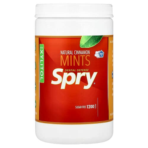 Xlear, Spry®, Mentas para la defensa dental con xilitol, Canela natural, 1200 piezas