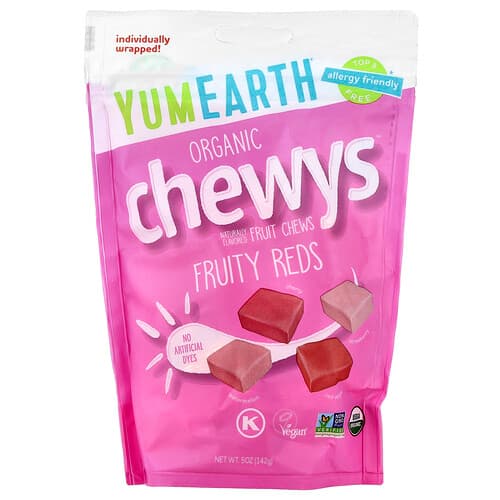 YumEarth, Chewys™ orgánicos, Frutas rojas, 142 g (5 oz)