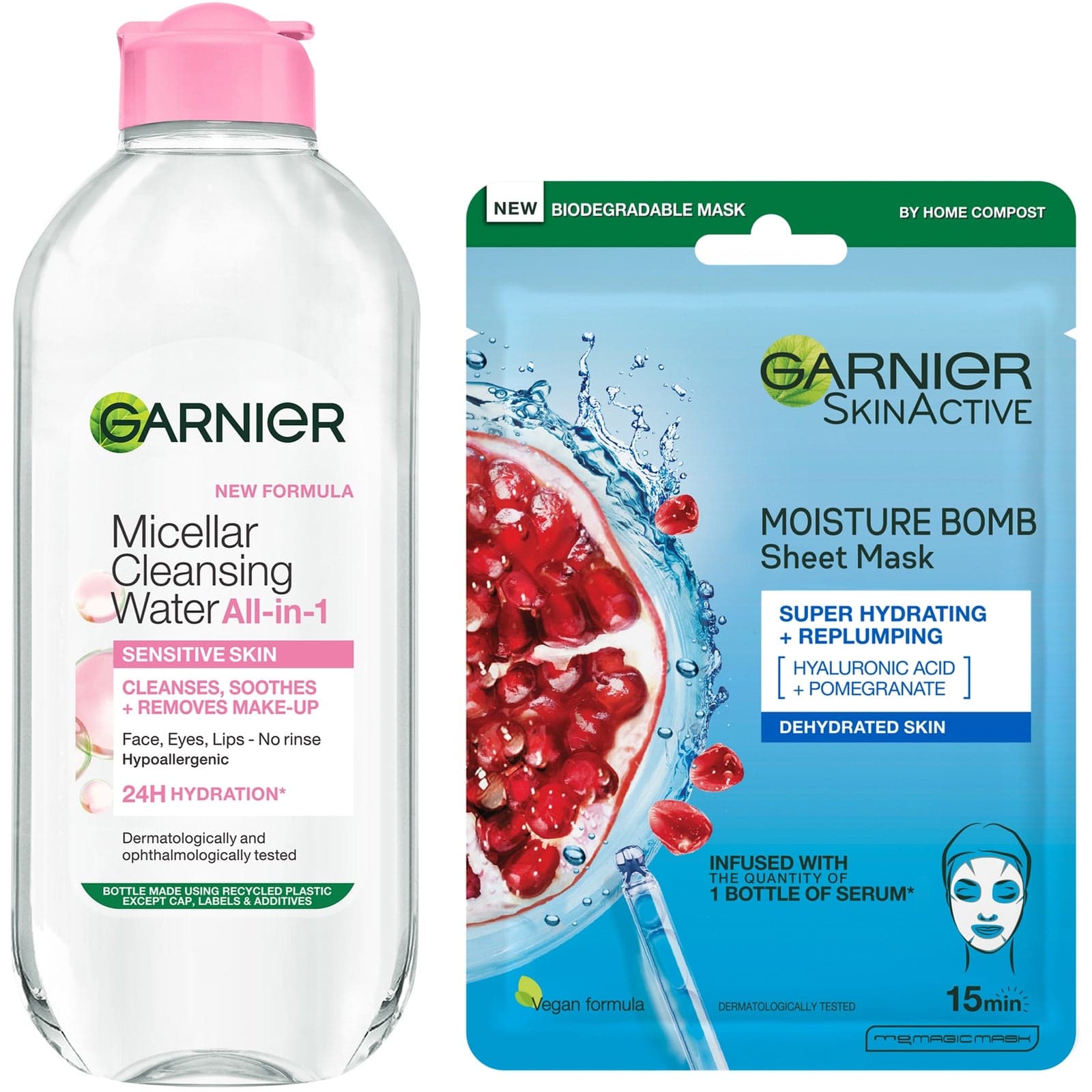 Garnier Micellar Water Sensitive Skin and Hydrating Face Sheet Mask for Dehydrated Skin Kit Exclusive