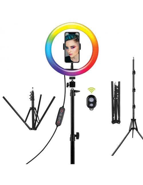 Soporte Con Trípode Muvit Selfie Kit Pro Con Anillo De Luz 10''