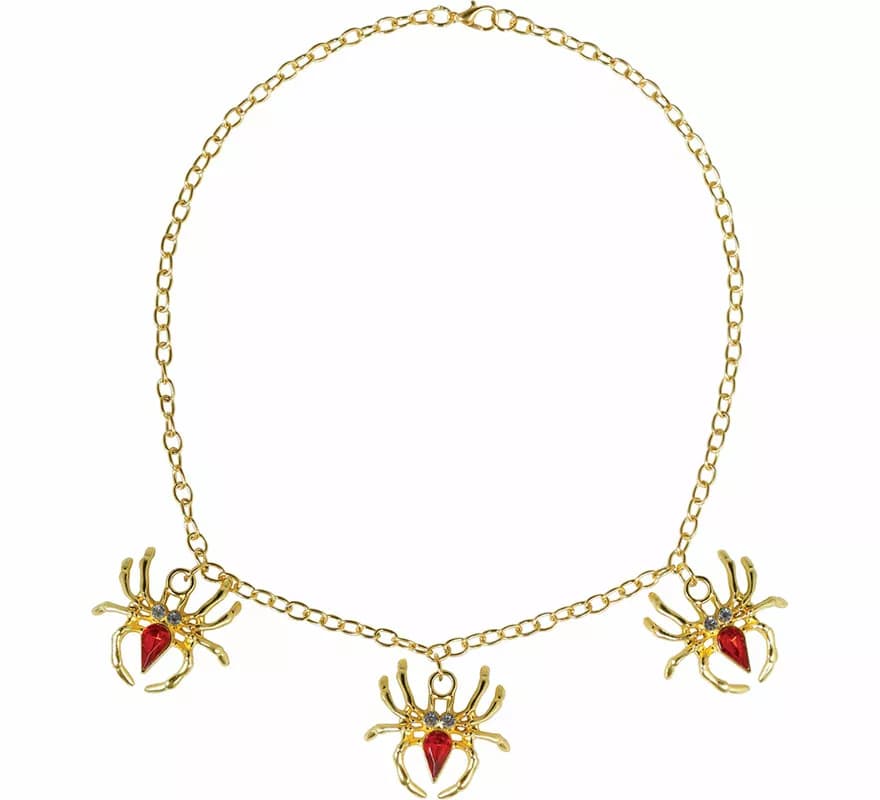 Collar Araña dorada y roja
