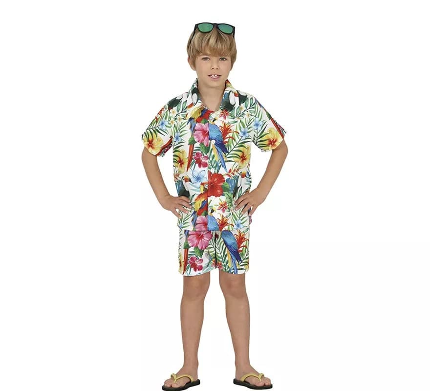 Disfraz de Hawaiano blanco Tropical para niño
