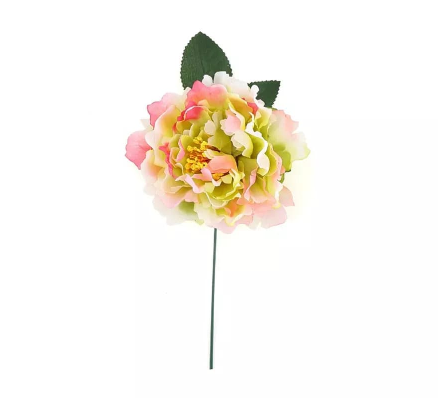 Flor verde y rosa de 14 cm
