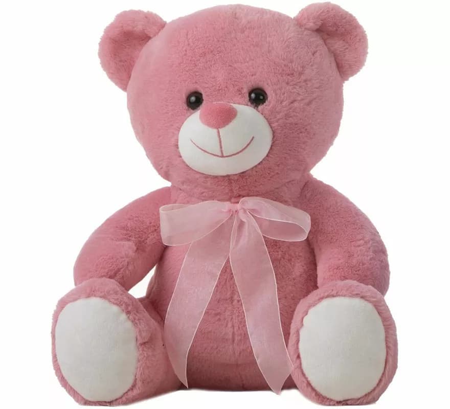 Oso de Peluche rosa con Lazo en varios tamaños