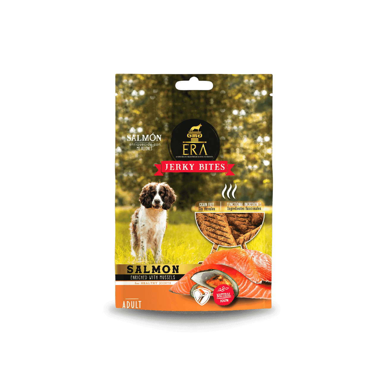 Snack ERA Jerky de Salmon enriquecido con Mejillones para Perro