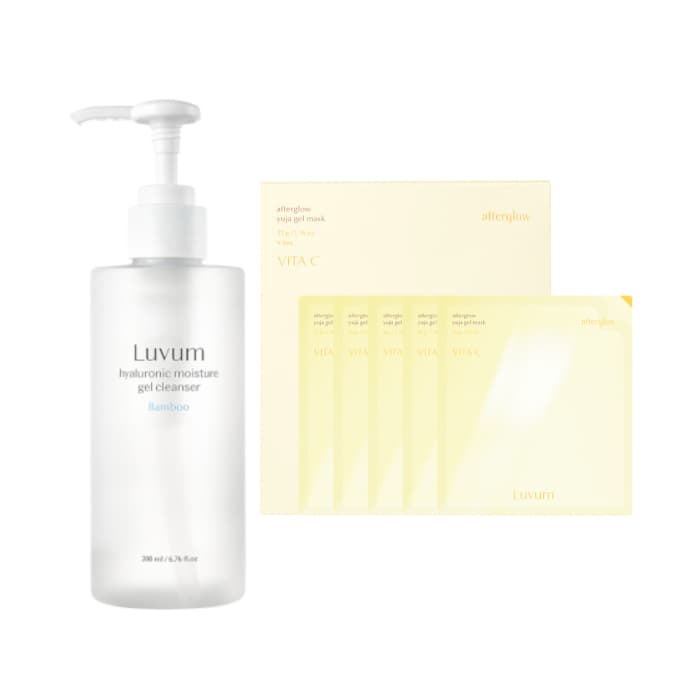 LUVUM - Bamboo Hyaluronic Moisture Gel Cleanser - 200ml + Afterglow Yuja Gel Mask - 5 pcs Set