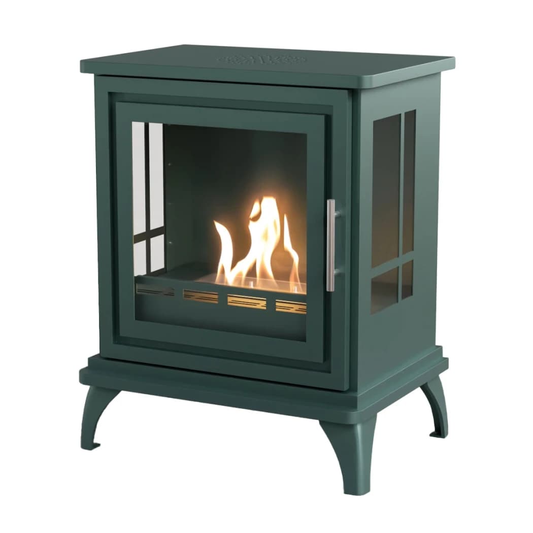 ScandiFlames Nashville Negro Verde – Estufa de Chimenea de Bioetanol Independiente – 6 horas de tiempo de combustión – 2 kW de efecto