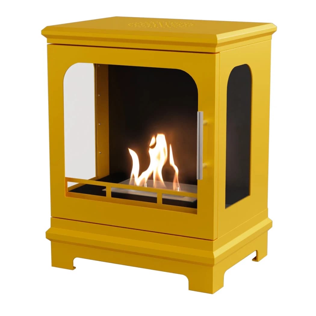 ScandiFlames Honolulu Amarillo – Estufa de Chimenea de Bioetanol Independiente – Tiempo de combustión de 5 horas – Efecto de calor de 1.6 kW