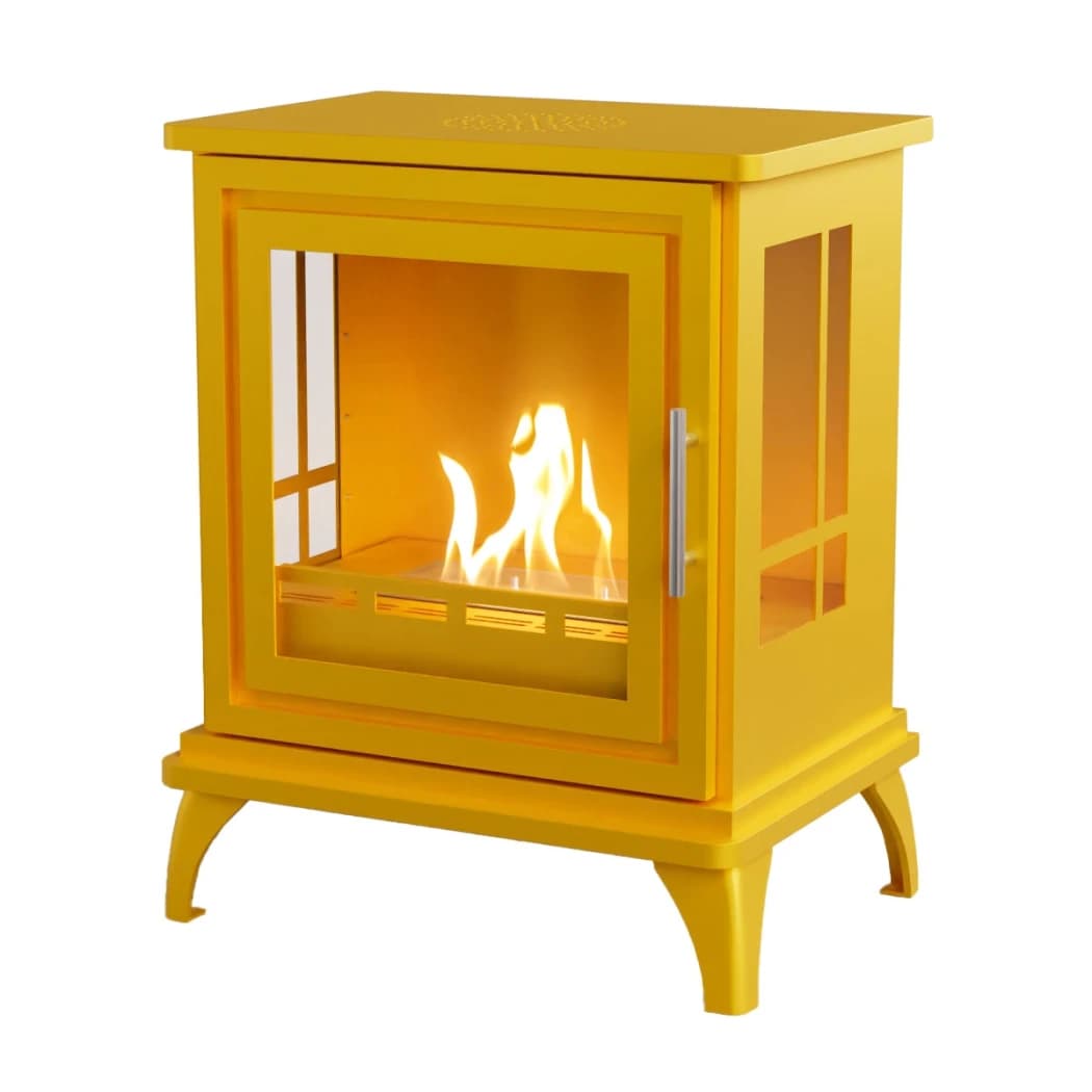 ScandiFlames Nashville Amarillo – Estufa de Chimenea de Bioetanol Independiente – Tiempo de Combustión de 6 Horas – Efecto de Calor de 2 kW