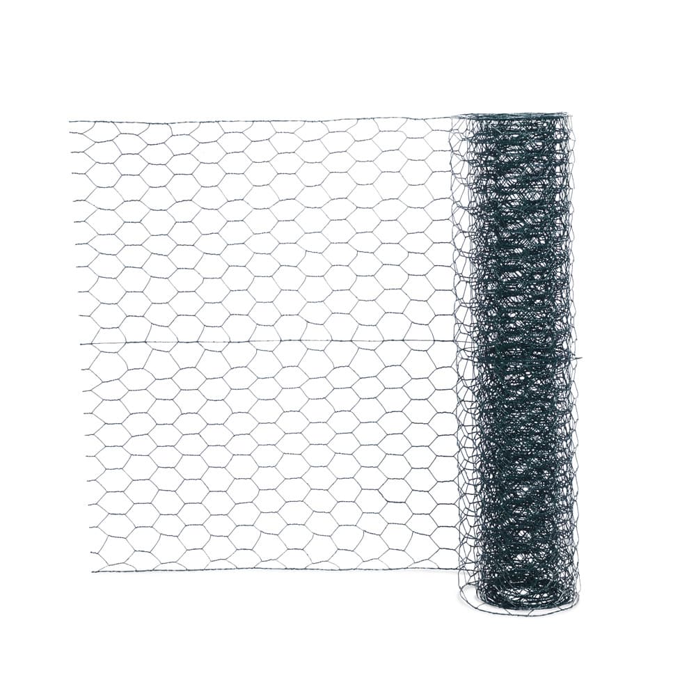 Malla de triple torsión plastificada 1 x 10 m - hueco 13 x 13 mm blooma