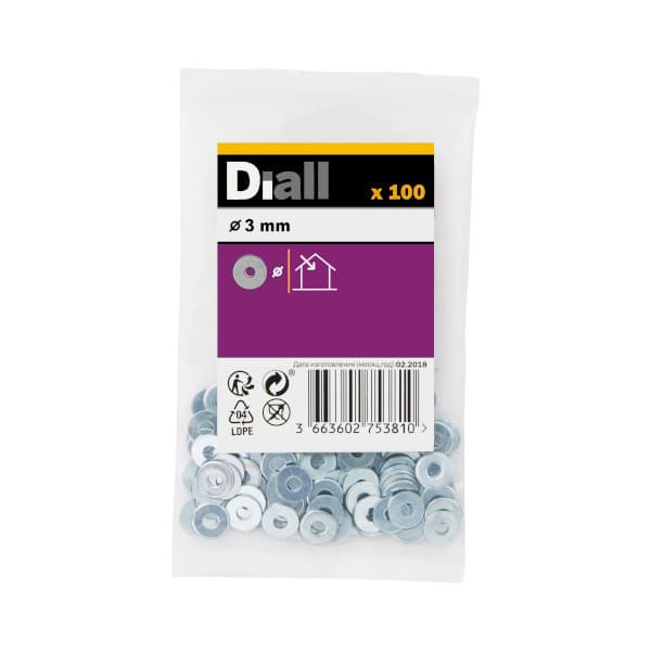 Arandela ancha m3 diall 100 uds